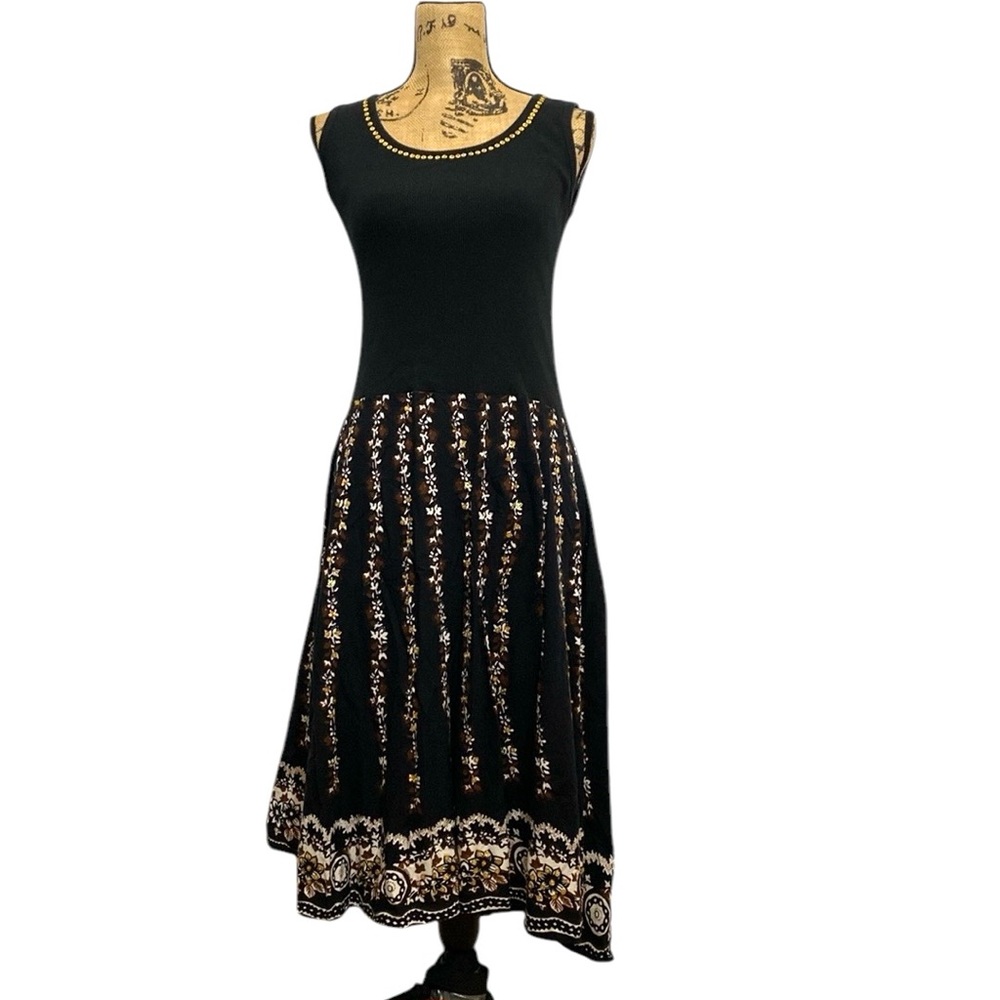Vintage Cassee’s Sleeves Floral Sequin Dress PL